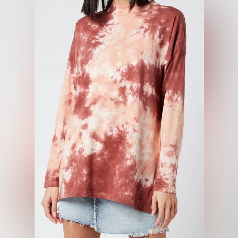 Free People Women's Be Free Tie Dye Top - Cabernet Combo Size L